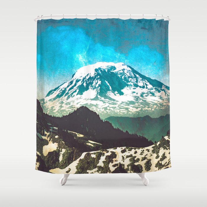 Mt Adams from Mt Rainier Washington State - Nature Photography Shower Curtain