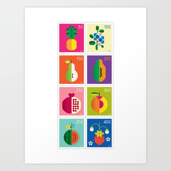 Fruit Stamps Art Print