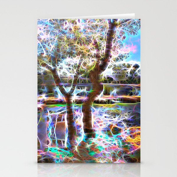 Trees Pond and Light Streams Stationery Cards
