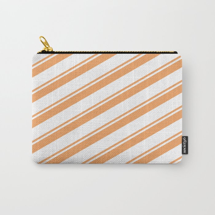 Brown & White Colored Lines/Stripes Pattern Carry-All Pouch