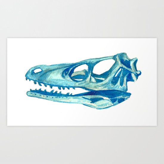 Velociraptor Skull Art Print