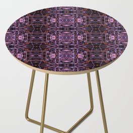 Liquid Light Series 63 ~ Purple & Orange Abstract Fractal Pattern Side Table