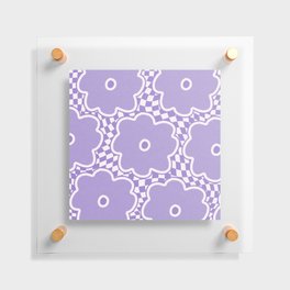 Periwinkle Vintage Flowers on Checker Floating Acrylic Print