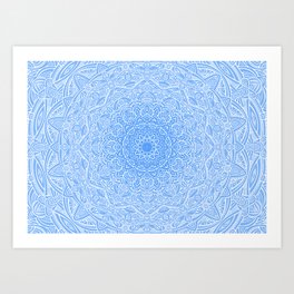 Most Detailed Mandala! Blue Cobalt Color Intricate Detail Ethnic Mandalas Zentangle Maze Pattern Art Print