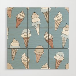 Summer ice cream cones - sugar sprinkles seventies kids snacks boys blue beige sand Wood Wall Art