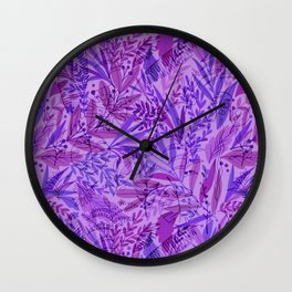 Purple Palm Pattern Wall Clock | Tropicalvibes, Monsteraleaves, Beachvibes, Navy, Pattern, Blues, Pastels, Painting, Purplepalmpattern, Ultravioletjungle 