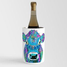 Mandala Blue Moo - Fun Jersey Cow Art - Sharon Cummings Wine Chiller