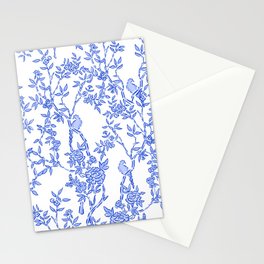 Blue and White Bamboo and Birds Stationery Cards
