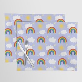 Rainbow, clouds and sun pattern Placemat
