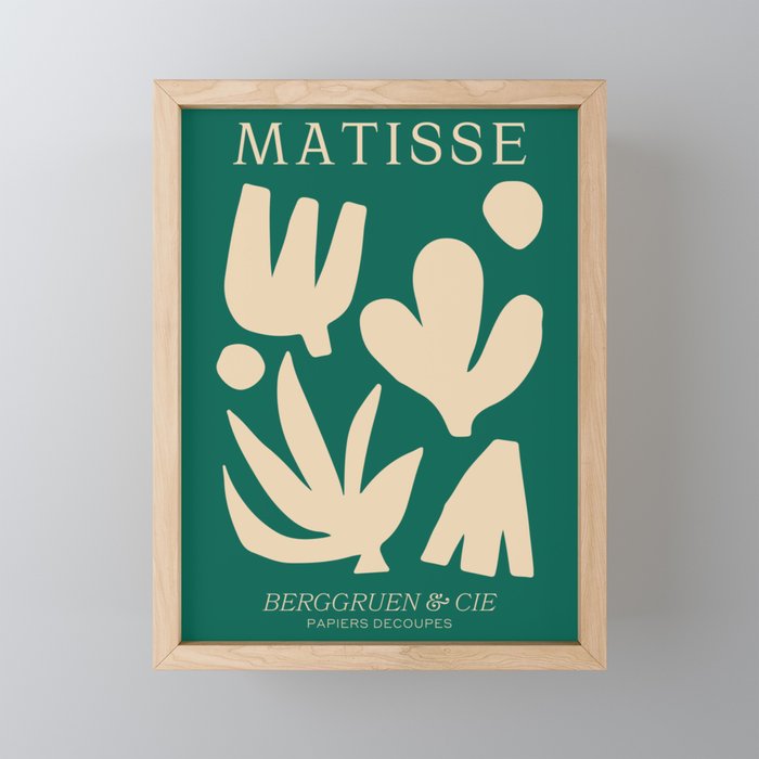 Bottle Green Collage: Paper Cutouts Matisse Edition Framed Mini Art Print
