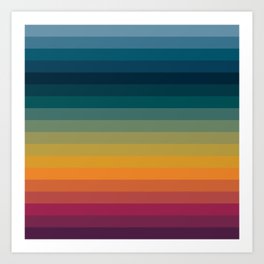 Colorful Abstract Vintage 70s Style Retro Rainbow Summer Stripes Art Print