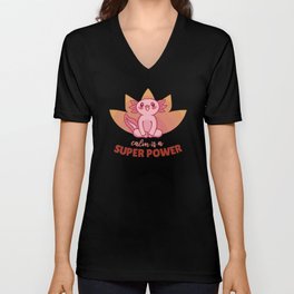 Yogalotl Axolotl Makes Yoga Calm Is A Super Power V Neck T Shirt