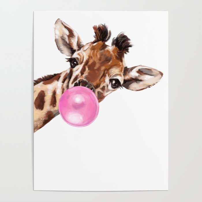 Bubble Gum Sneaky Giraffee Poster