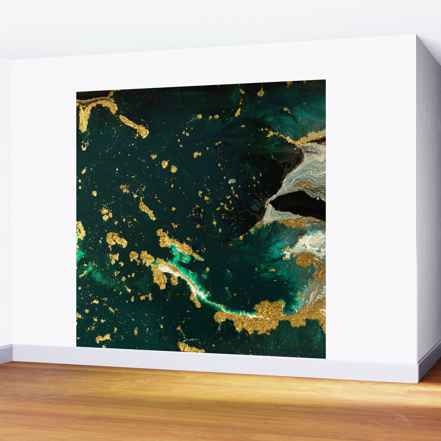 Abstract Pour Painting Liquid Marble Abstract Dark Green Painting