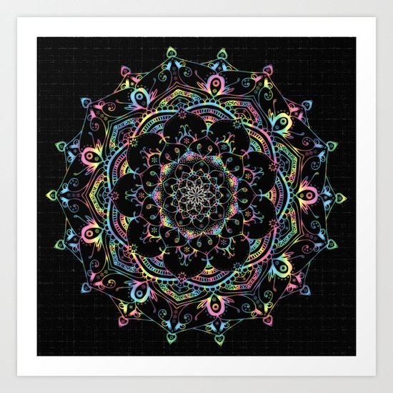 Transcendental Dream Coloured Mandala Design Art Print
