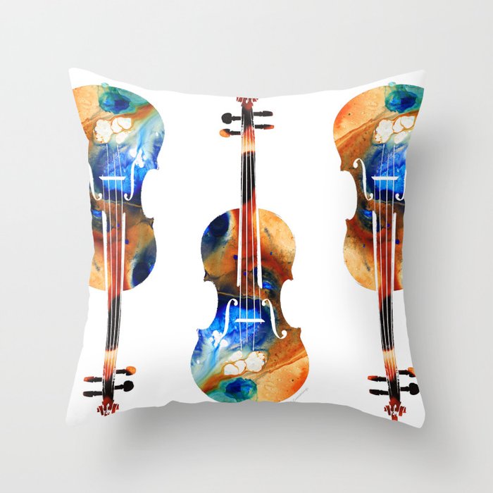 Violin Art By Sharon Cummings Throw Pillow