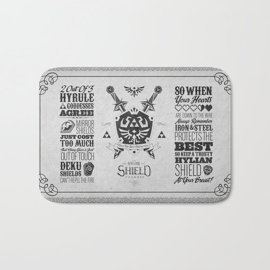 Legend of Zelda Hylian Shield Foundry logo Iconic Geek Line Artly Bath Mat