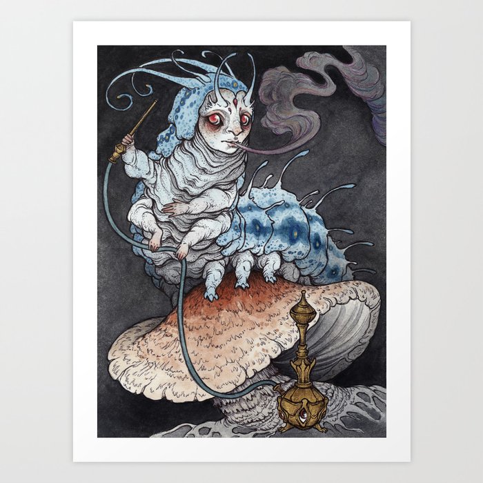 Absolem the Blue Caterpillar art print Art Print