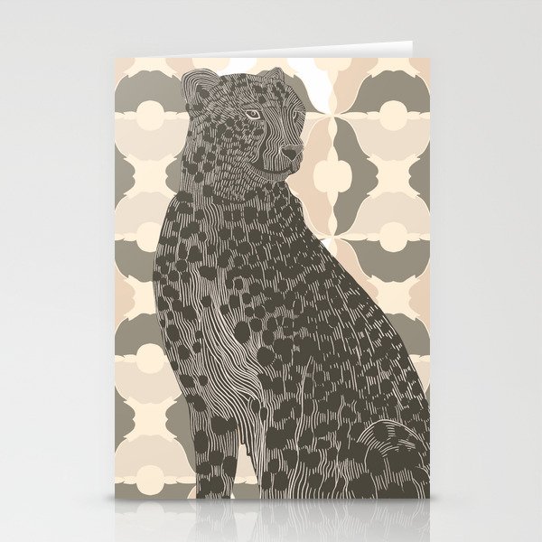 Gorgeous Cheetah from Africa sitting on light brown patterned background Stationery Cards