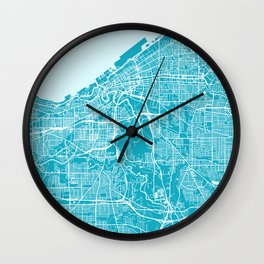 CLEVELAND City Map - Ohio, USA | Aqua, More Colors, Review My Collections Wall Clock