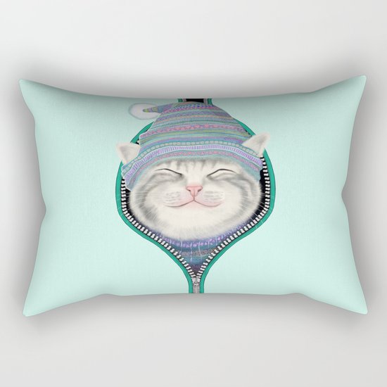 Cat in the zip Rectangular Pillow