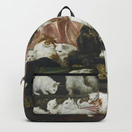 My Wife's Lovers by Carl Kahler 1883 Famous Cat Painting Backpack