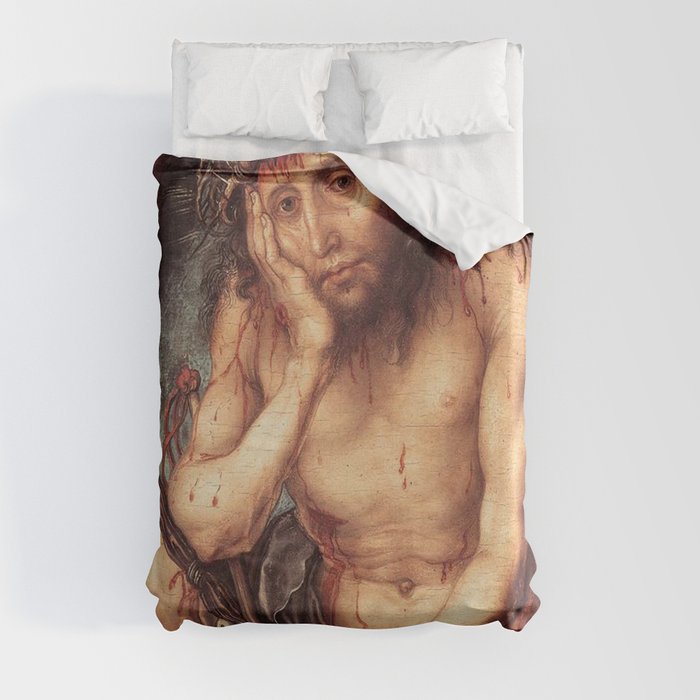 Jesus in his crown of thorns - Albrecht Durer Duvet Cover