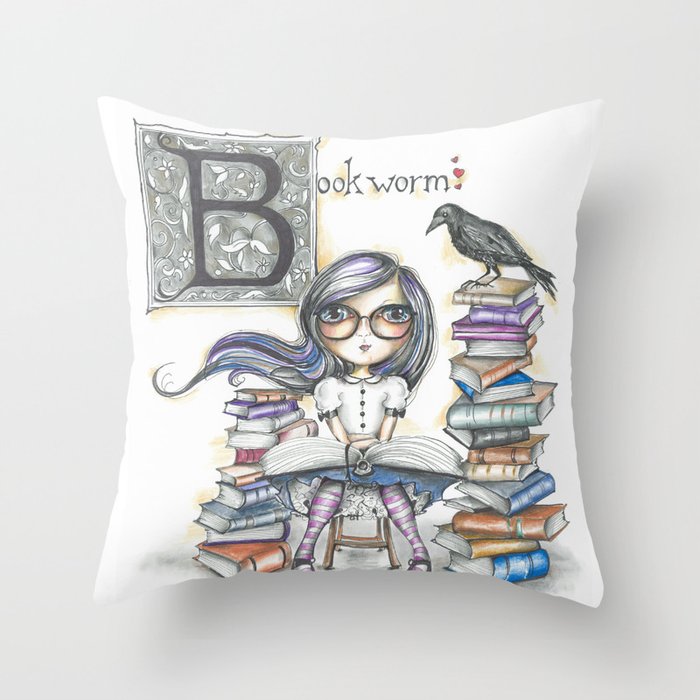 Bookworm Throw Pillow