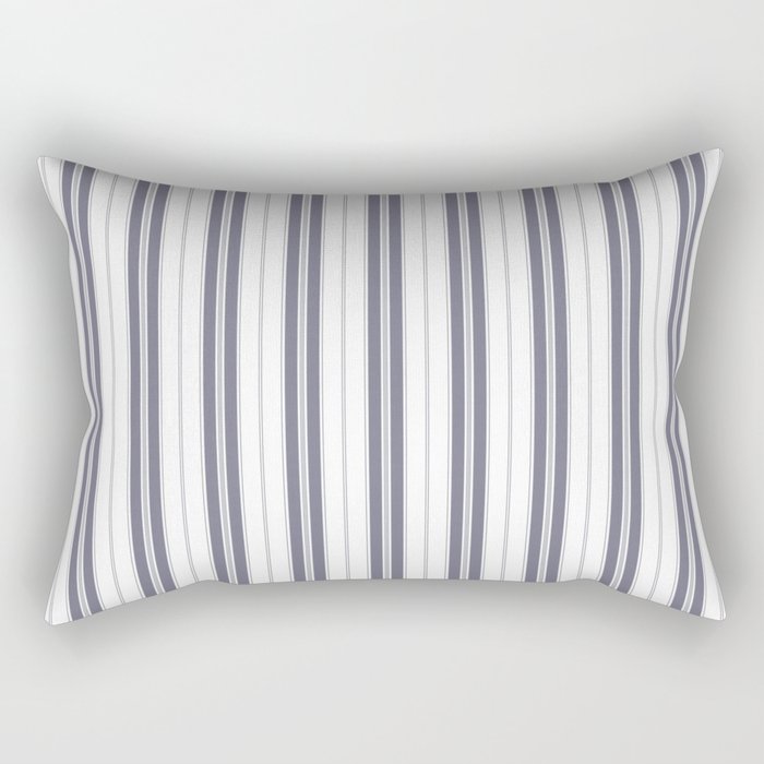 Navy Blue and White Vertical Vintage American Country Cabin Ticking Stripe Rectangular Pillow
