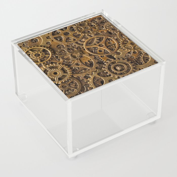 Bronze cogwheels background Acrylic Box