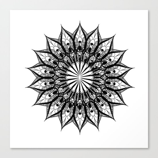 black and white flower Canvas Print