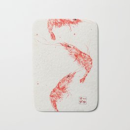 Triple Shrimp Bath Mat | Shrimp, Seafood, Fishrubbing, Gyotaku, Orange, Asianart, Painting, Cream 