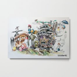 Studio Ghibli Ultimate Watercolour Painting (with all the characters and movies) Metal Print
