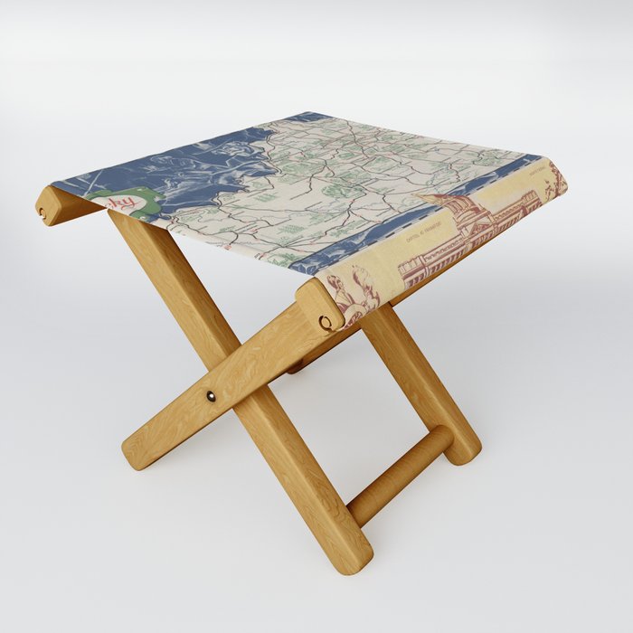 Kentucky-Vintage Pictorial Map Folding Stool