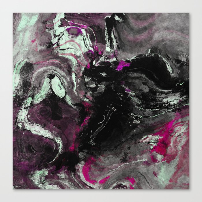 Purple And Black Minimalist Art Abstract Painting Canvas Print