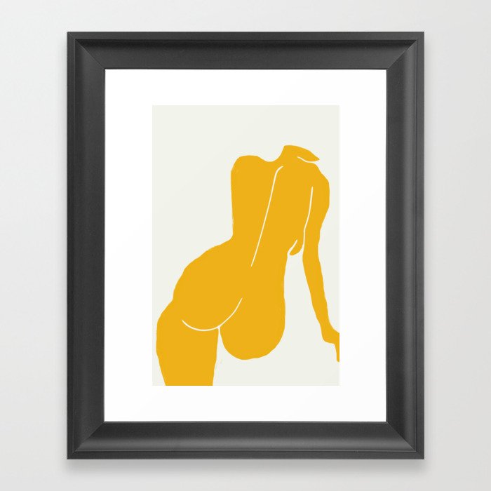 Nude in yellow Framed Art Print