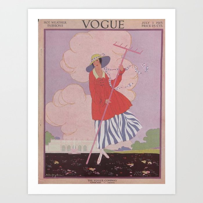 Vintage Fashion Magazine Cover July 1915 Pink Art Print