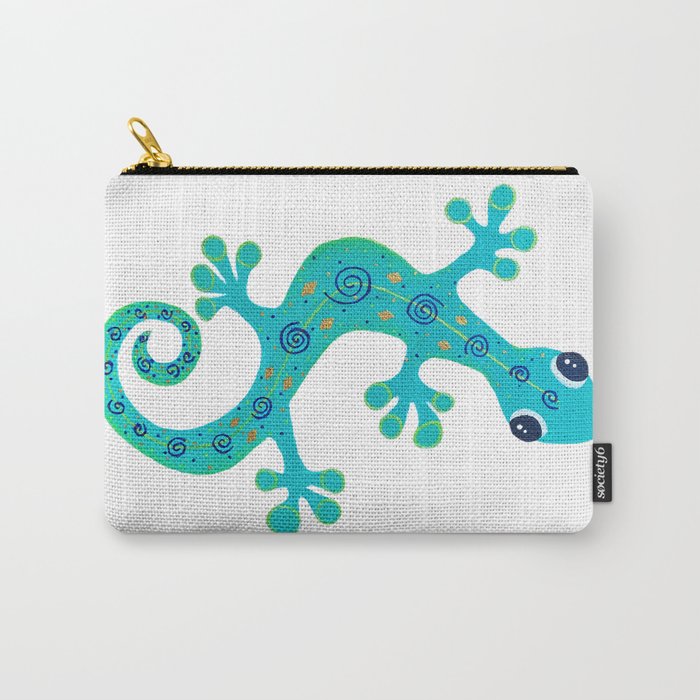Teal Gecko ~ white background Carry-All Pouch