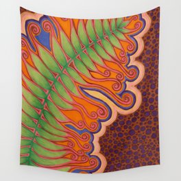 Modern Colorful Bright Fern Drawing Wall Tapestry