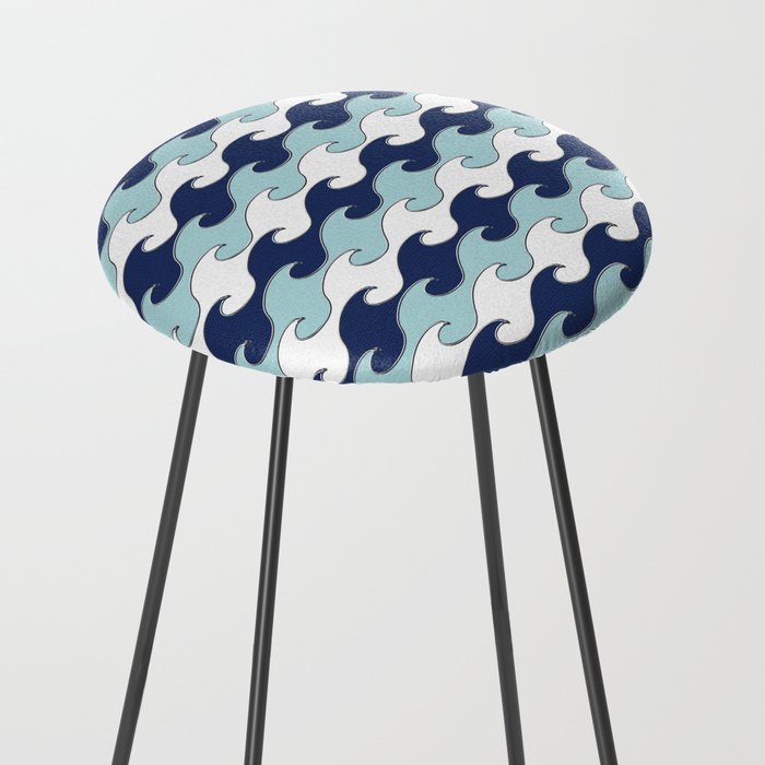 Silver Tipped Waves White Navy Baby Blue Seaside Ocean ...