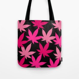 Stoner Art - Pink Cannabis Leaves Pattern Tote Bag