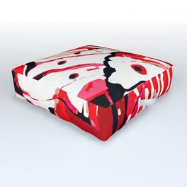 BUTTERFLY Red and White Glowing Outdoor Floor Cushion