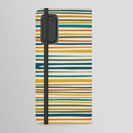Natural Stripes Pattern in Moroccan Teal Blue Olive Green Mustard Orange Ochre Cream Android Wallet Case