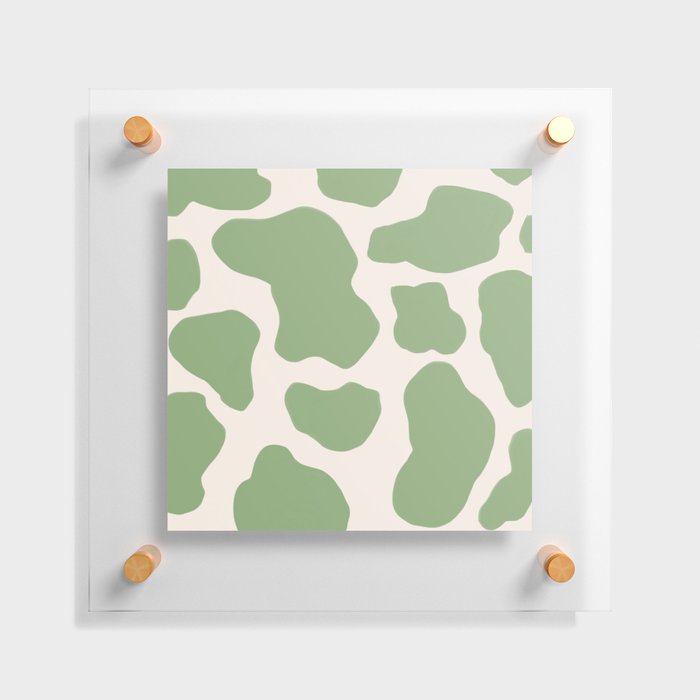 Retro Cottagecore Sage Green Cow Spots Floating Acrylic Print