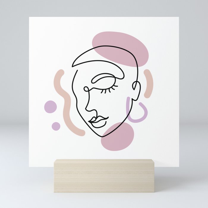 Abstract face and shapes. Mini Art Print