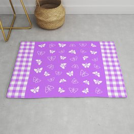 Butterflies with Check - lilac Area & Throw Rug