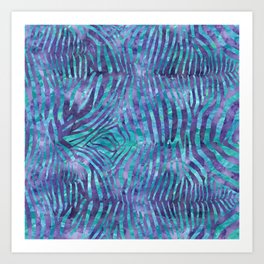Blue Zebra Print Art Print