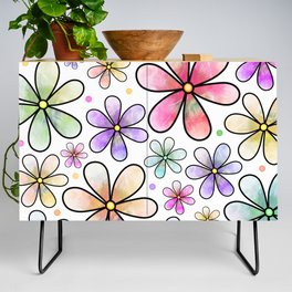 Doodle Daisy Flower Pattern 11 Credenza