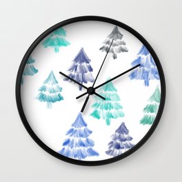 Sea Pines Wall Clock | Christmastrees, Saturnalia, Blue, Oil, Digital, Yule, Seacolors, Christmas, Pinetree, Coastal 