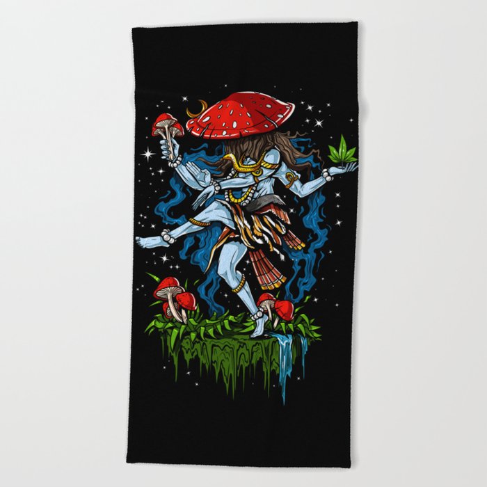 Magic Mushroom Lord Shiva Psychedelic Beach Towel
